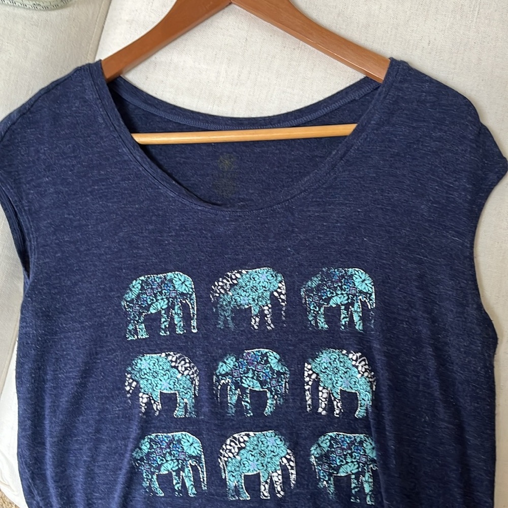 Sleeveless Blue Elephant Tshirt Size M - Picture 3 of 3